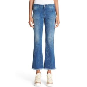 Stella McCartney Women's 'Skinny Kick Fringed Stars' Crop Flare Jeans